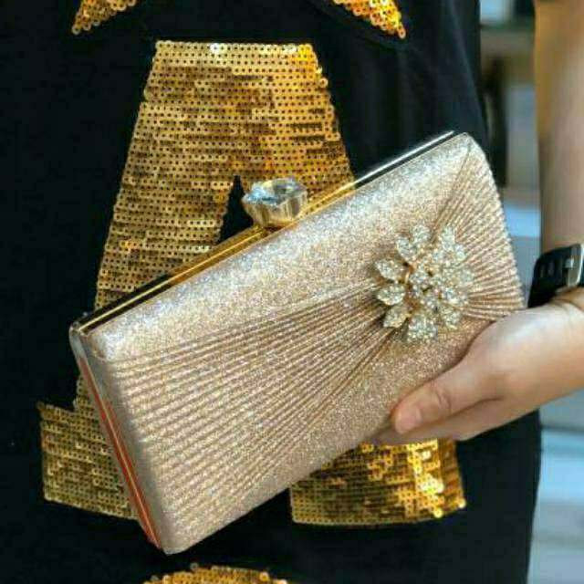 Tas Pesta STEPHANIE Embellished Crystal Box Clutch