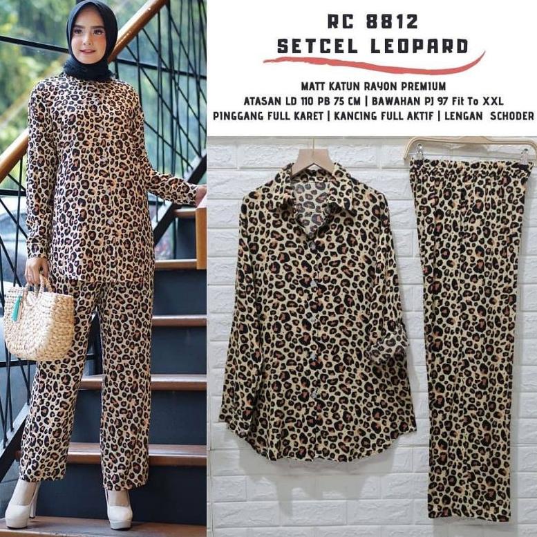 Pajamas leopard Katun rayon / Setelan leopard motifsetandar dan jumbo / one set leopard rayon / sete