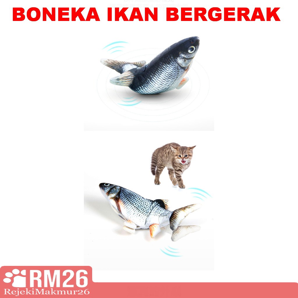 Mainan Kucing Boneka Ikan Elektrik Gerak