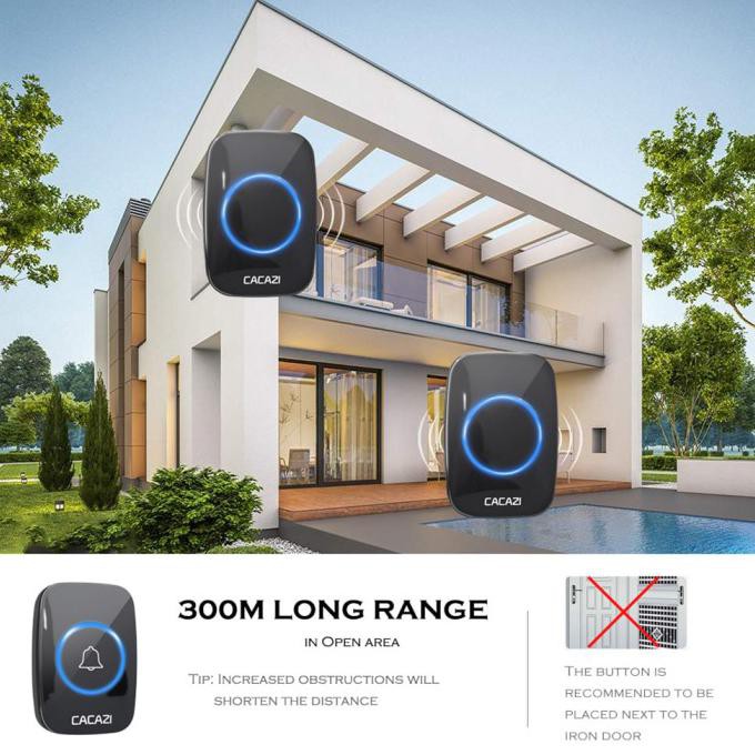 Cacazi Bel Pintu Wireless Doorbell Waterproof 2 Transmitter 2