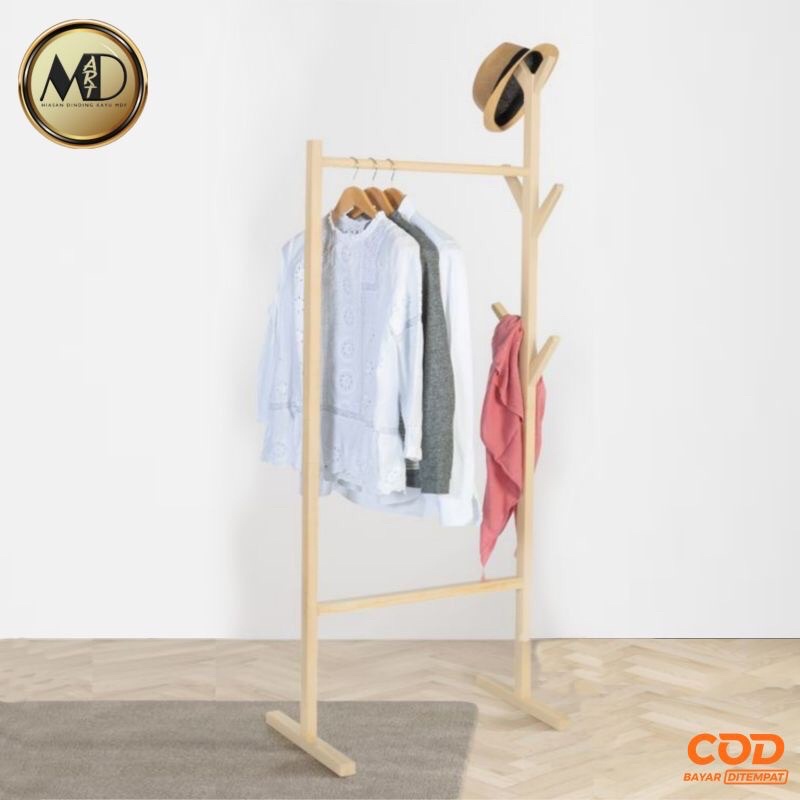 Rak Baju serbaguna/Rak pakaian/Rak kayu minimalis/Rak pakaian kayu ( 12 )