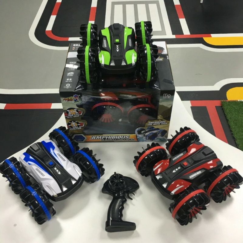 Mobil RC Remote Control Stunt Car Water Land Amphibious - Blue