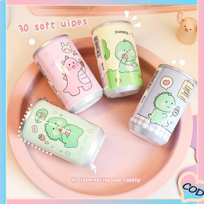 COD❤️ 30 PCS Kreatif Minuman Kaleng Tisu Basah Perjalanan Portabel Mini Tisu Pembersih Sekali Pakai-A.one