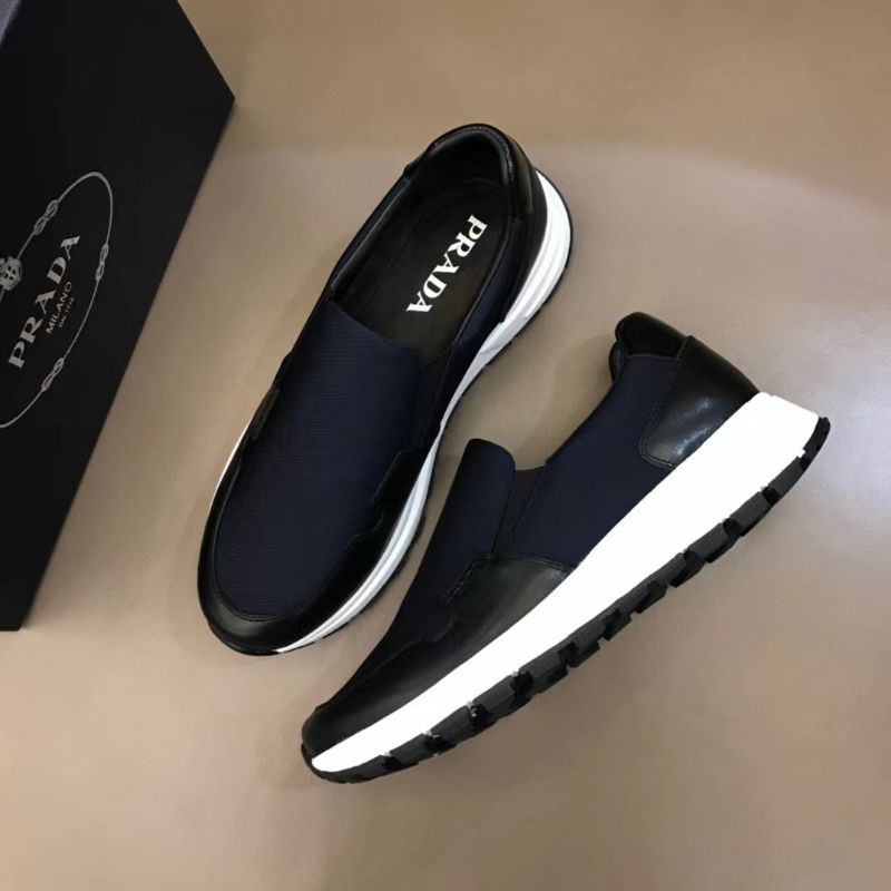 sepatu pria pr4da sneaker slip on mirror top men shoes run away biru