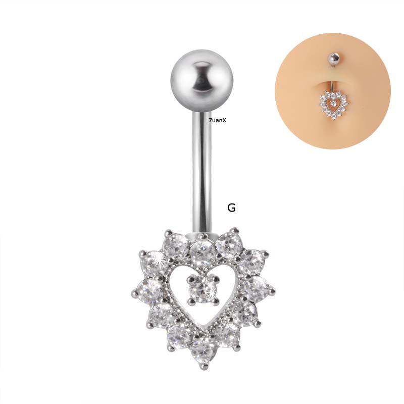 1 Piece 14Gauge Curved Barbell Belly Button Ring Navel Piercing Stainless Steel with Zirzon