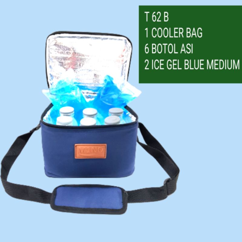 Cooler Bag Tas asi + 6 Botol asi + 2 Gel / 1 Gel T61/T62 /Tas Penyimpan asi asip Paket 6botol + icegel jakarta