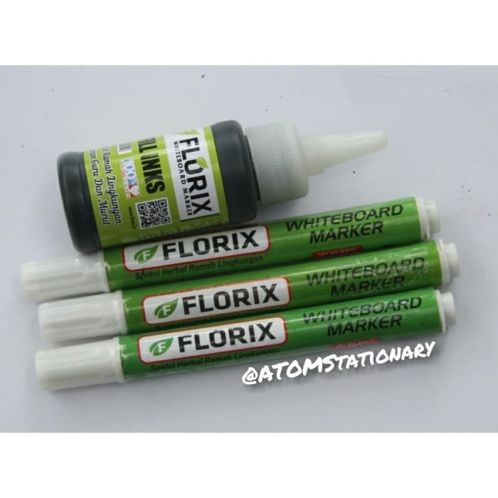 

(TERLARIS) Paket Spidol Whiteboard 3pcs dan Tinta Refill Spidol FLORIX 50 ml