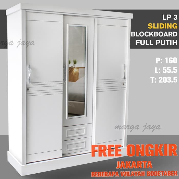 Lemari Pakaian Baju 3 Pintu Geser Sliding Kayu Minimalis Modern Shopee Indonesia