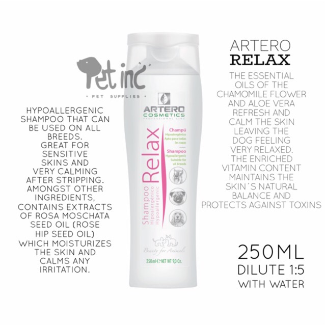 Artero relax shampoo untuk anjing kulit sensitive made in Spain