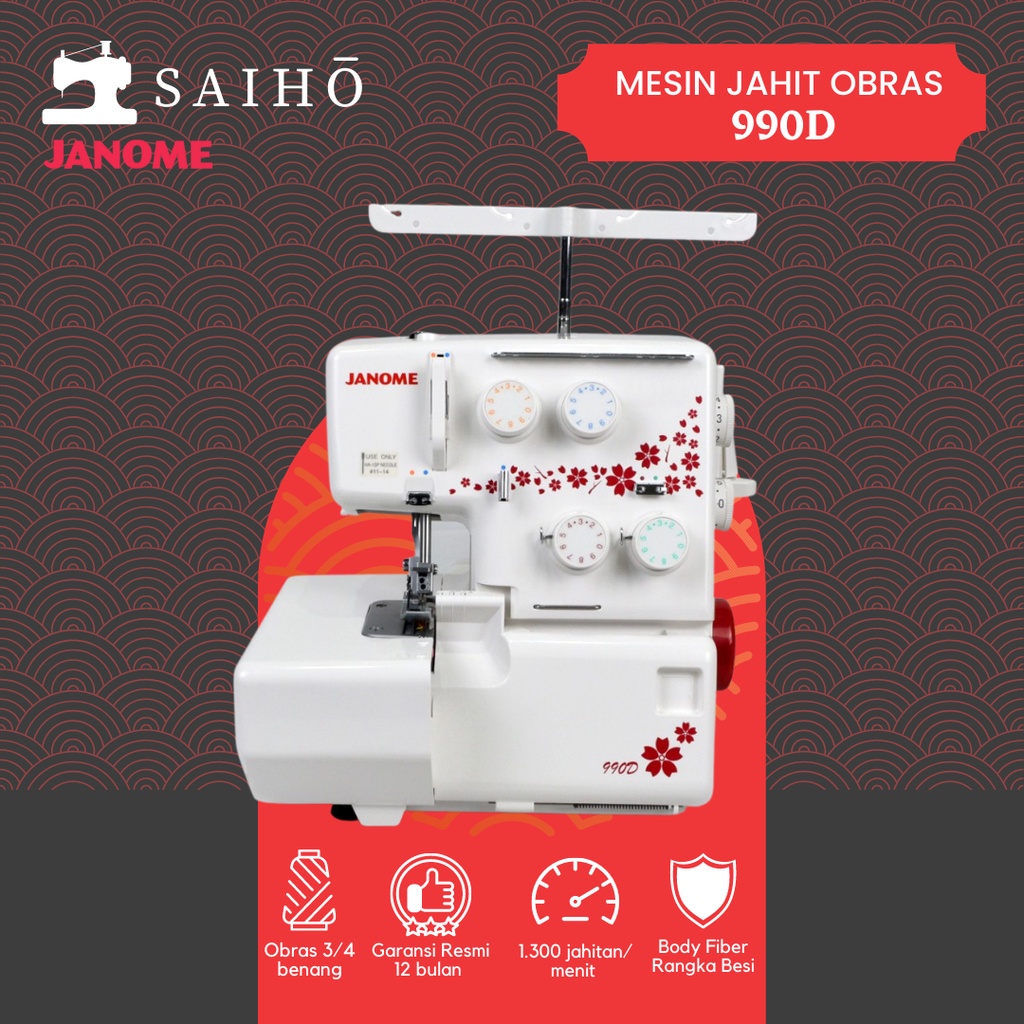 JANOME 990D - Mesin Jahit Obras Portabel