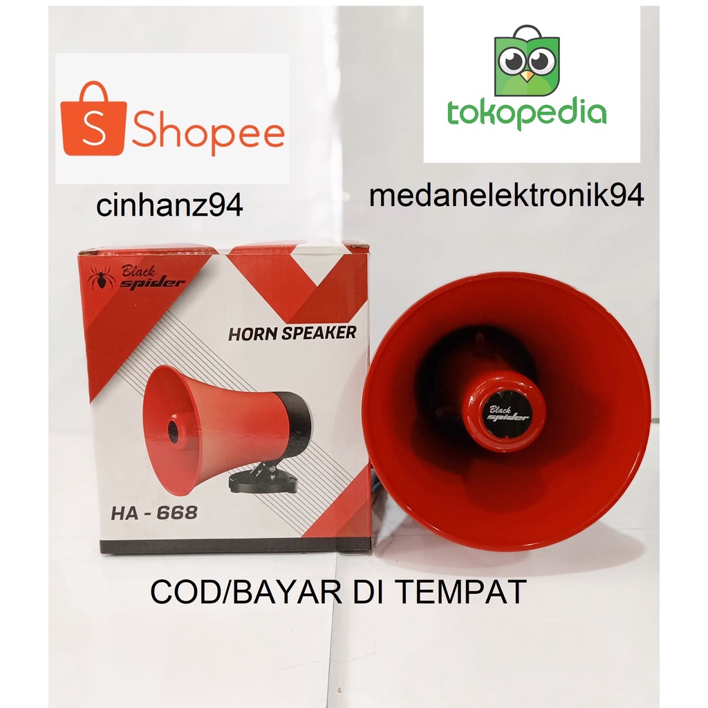 Speaker Toa Black spider HA-668  Horn Buat Jualan keliling Es krim 350 Detik Perekaman 12VBluetooth 