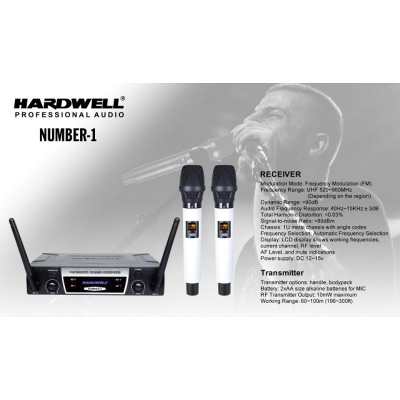 MIC KARAOKE MICROPHONE WIRELESS HARDWELL NUMBER-1 NUMBER 1 MIK HANDHELD