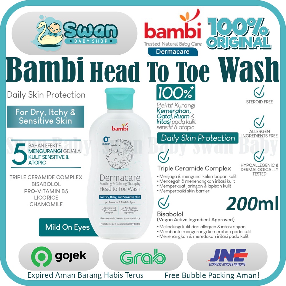 Bambi Baby Dermacare Soothing &amp; Calming Head To Toe Wash 200ml