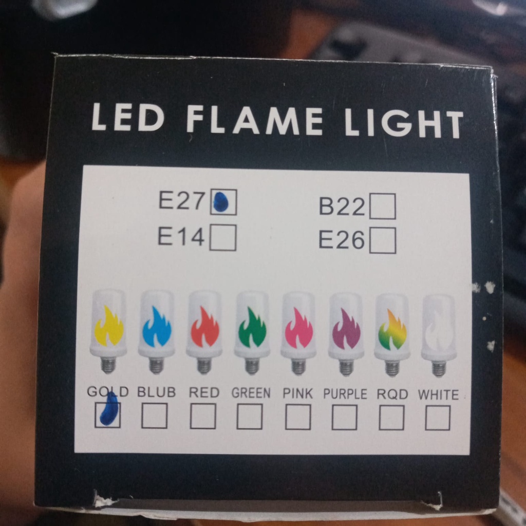 Lampu LED Obor Api - LED Kuning Bohlam Efek Api - LED Flame Light