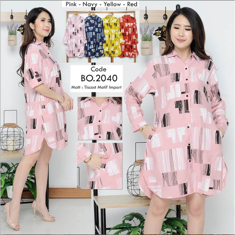 Tunik Bahan Import Ayu & Geulis (Motif Kotak Abstrak)