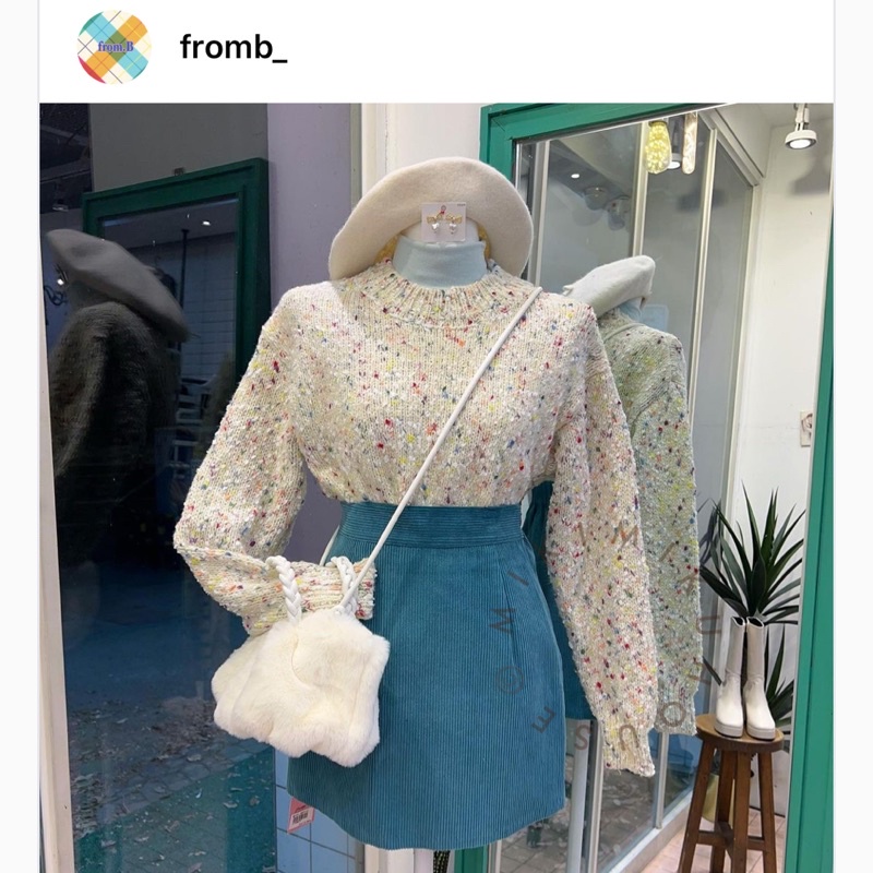 RAINBOW CARDIGAN KOREA BRAND FROMB KOREAN STYLE SWEATER TWEED FROM B