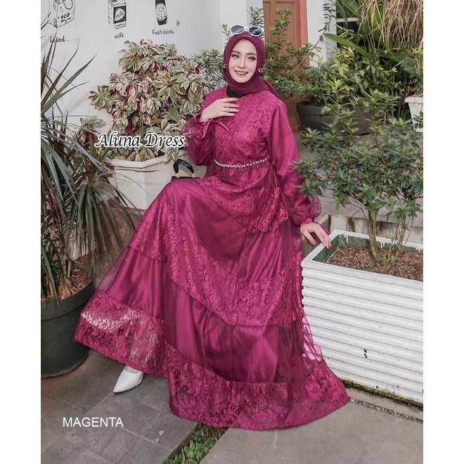 ALUNA Gamis pesta muslimah baju kondangan wisuda walimatul bridemaid