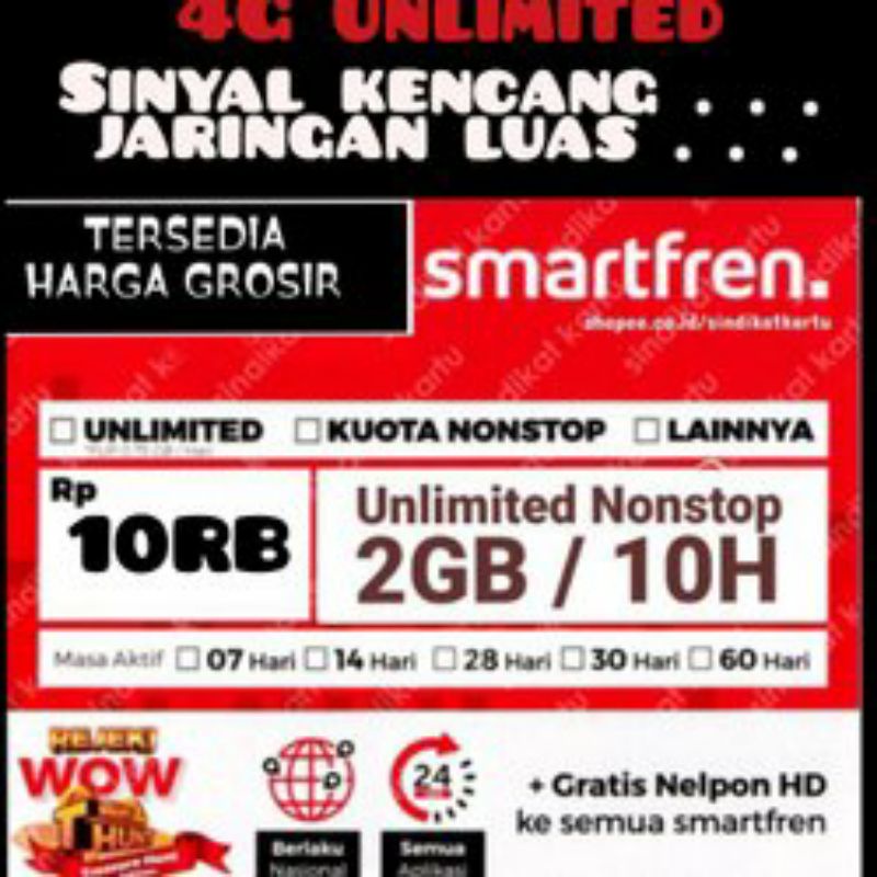 Kartu Smartfren 2GB Unlimited Nonstop