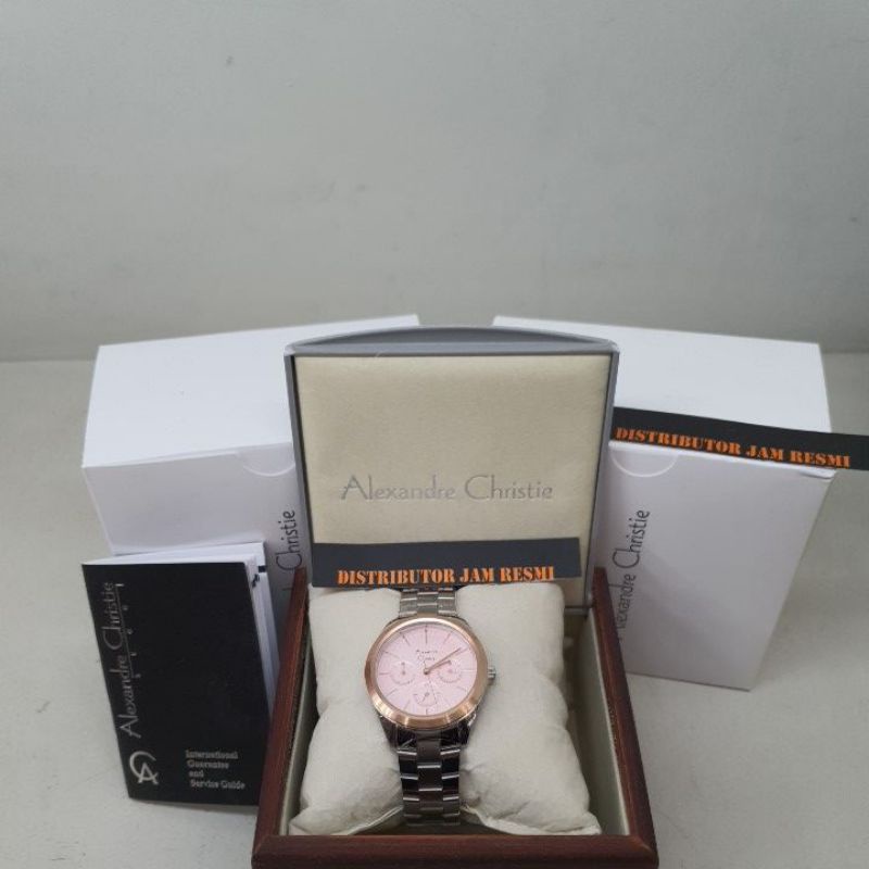 Jam Tangan Wanita Alexandre Christie AC2817BF AC 2817 BF AC2817 BF AC 2817BF Silver Pink Stainless