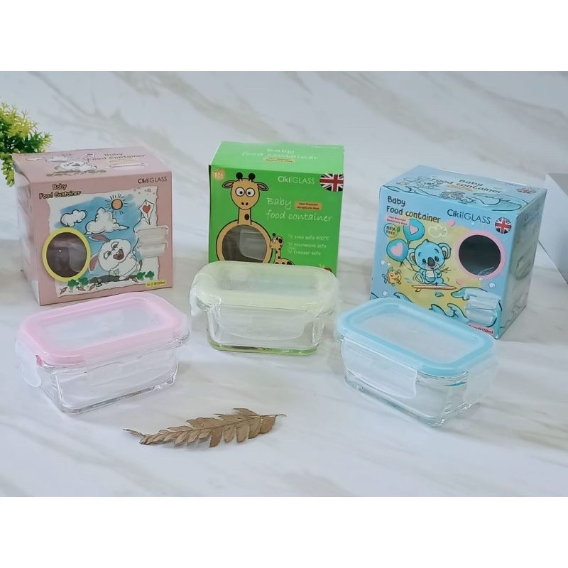 [FREE BUBBLEWRAP] CIKI Glass Baby Food Container Wadah Kaca Makan Mpasi Bayi 150ml Box Penyimpan Makanan Tempat Makan Bayi Camilan Bayi LUNCH BOX BEKAL Sekolah ANAK Kantor