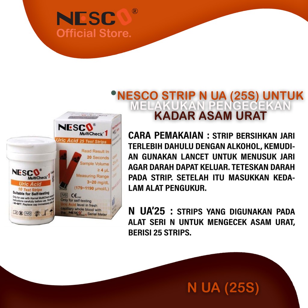 Nesco Strip N UA (25s) STRIP UNTUK CEK ASAM URAT (25pcs/btl)