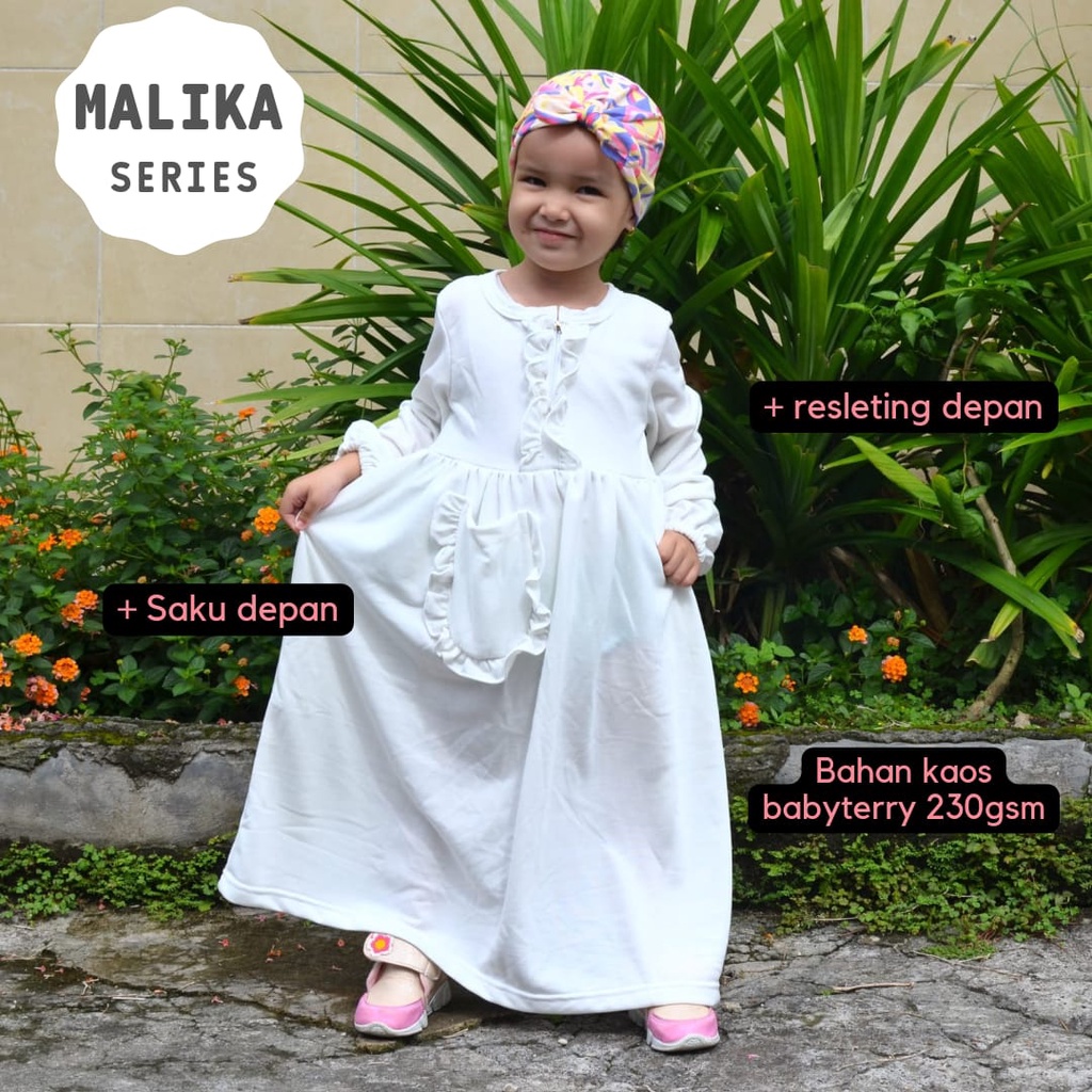 GAMIS KAOS POLOS ANAK (MALIKA series) 6-12th/ GAMIS ANAK PUTIH 6-12TH