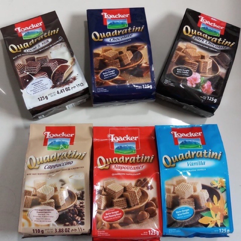 

Loaker Wafer Quadratini 125 gr Vanilla Hazelnut Dark chocolate Cappucino Milk Cacao Ready EXPterbaru