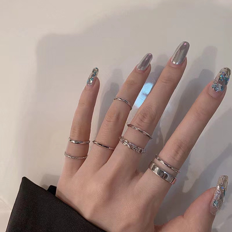 Cincin Model Terbuka Adjustable Gaya Hip Hop Punk Untuk Wanita