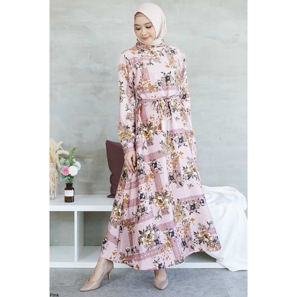 Gamis Satin Amora Dress Wanita