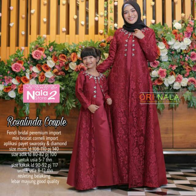 Rosalinda couple kids (READY STOK) dress brokat moms and kids gown pesta ootd lebaran ootd kondangan