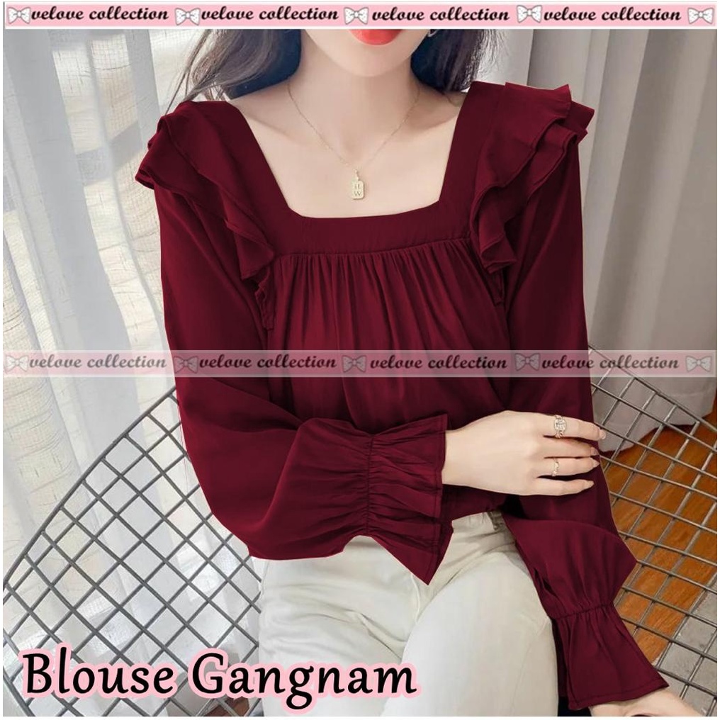 JYACOLECTION-BLOUSE KOREA-BAJU ATASAN WANITA-BLUS REMAJA-BAJU ATASAN NATAL-BAJU NATAL TERBARU