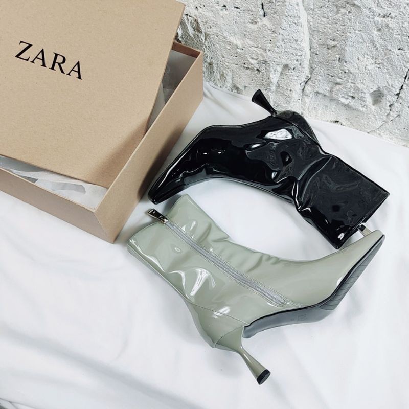 ZARA GLOSSY HEELED BOOTS