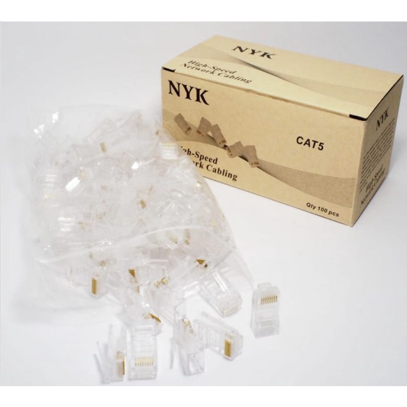 conektor Rj45 Lan / Rj 45 Satu Kotak Isi 100 Pcs Untuk Cat5e nyk