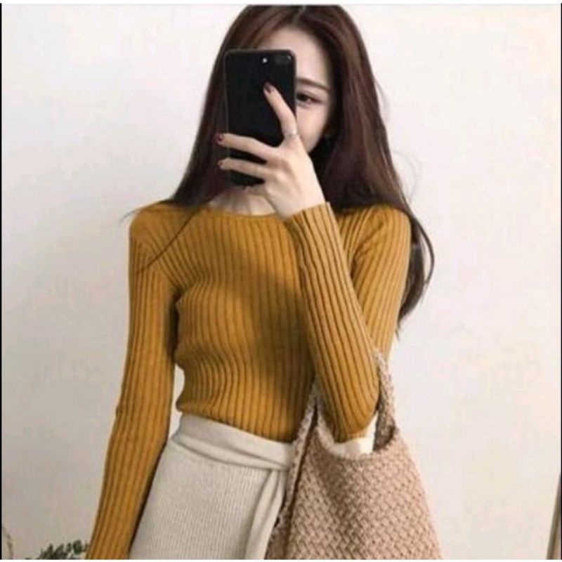 INNER RAJUT AGATA//BAJU WANITA LENGAN PANJANG NGEPRES BODY GAYA KOREAN STYLE//UNTUK BB 35-60 KG