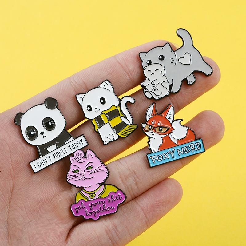 9 Gaya Bros Pin Enamel Bentuk Kartun Hewan Untuk Hadiah Teman