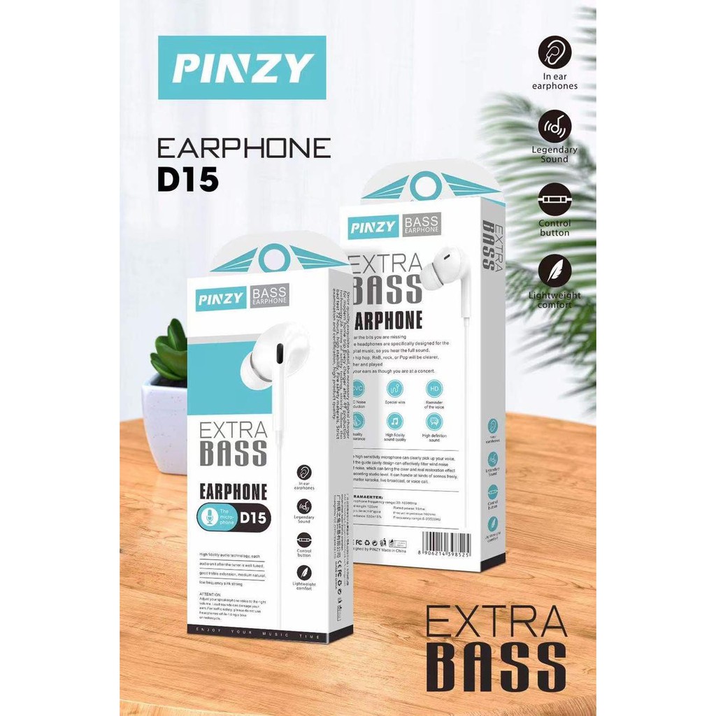 Headset - Earphone Extra Bass PINZY D15 Series with Microphone