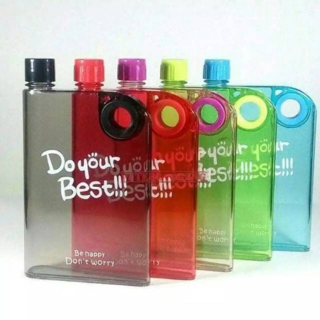 BOTOL MINUM MEMO "DO YOUR BEST" A5 420ML tempat minum gepeng / BOTOL MINUM GEPENG
