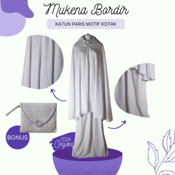 Mukena katun Paris bordir dewasa jumbo pola butik Limited