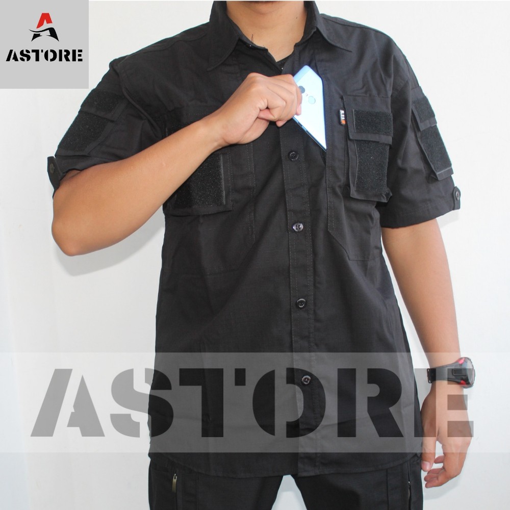 Kemeja PDL / Kemeja Tactical Pendek 5.11 Premium Original Astore [Hitam / Black]