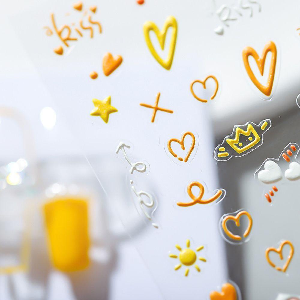 AUGUSTINA Agustina Kartun Stiker Kuku Wanita Relief Kelinci Cinta Hati Beruang Nail Art Dekorasi