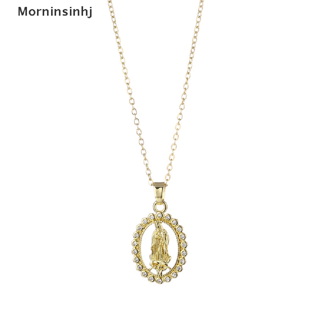 Mornin Virgin Mary Pendant Kalung Wanita Emas Kristal Bunda Maria Guadalupe Kalung Tembaga Cubic Zircon Jewelry id