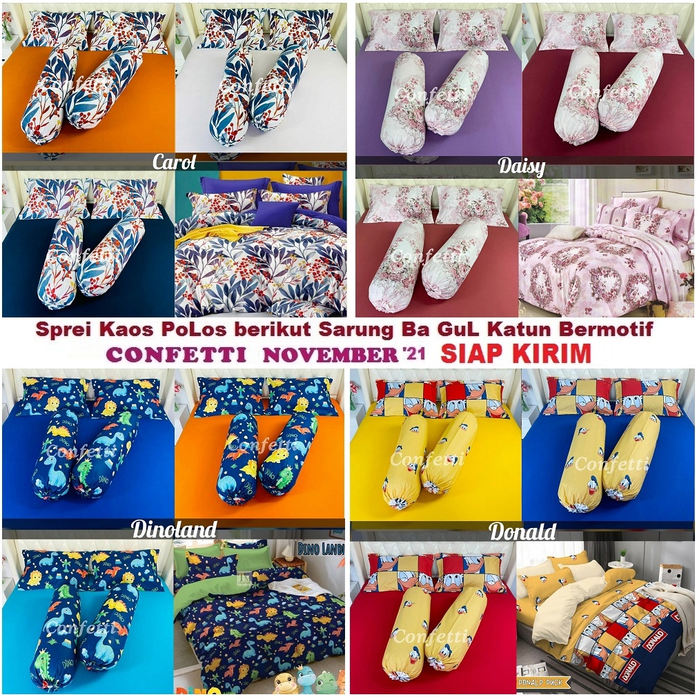 SIAP KIRIM Seprei Kaos Ukuran 100 by Confetti Sudah Berikut Sarung BantaL GuLing Katun