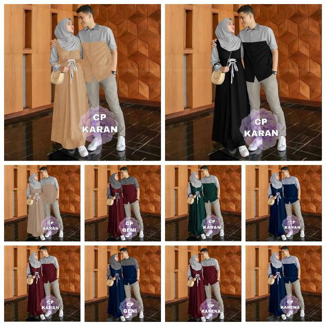 KANAYA Set Pasangan Couple Gamis Muslim Model Terbaru Tren Lebaran 2021 Baju Pasangan Syari Terlaris