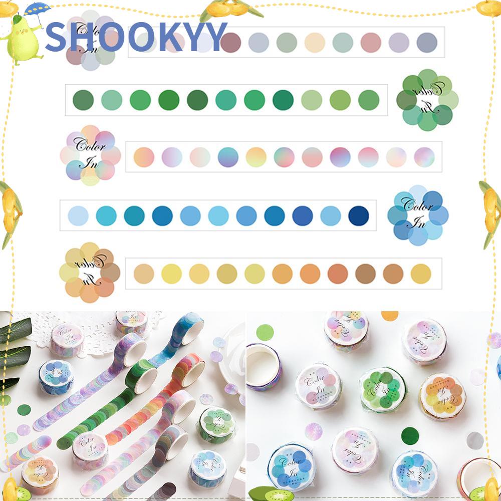 Chookey 100pcs / Roll Stiker Tape Washi Bulat Motif Polkadot Multi Warna Dekorasi Scrapbook / Diary Diy