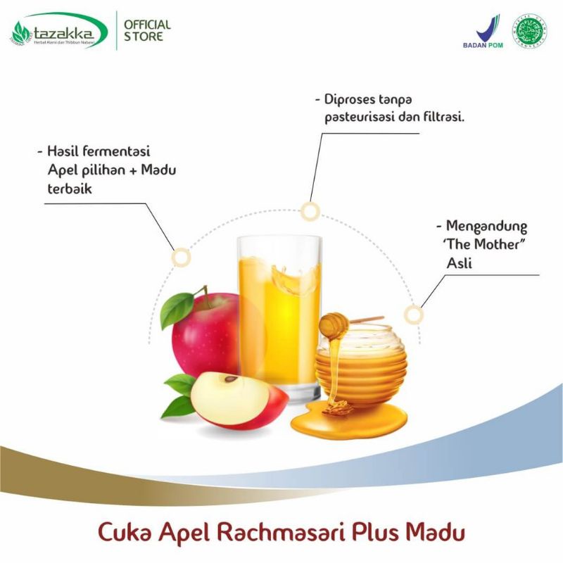 CUKA APEL VINEGAR Murni + MADU 250ml - Cuka Apel Plus Madu ORIGINAL BPOM Asli