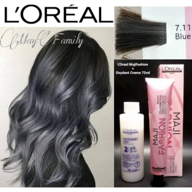 Cat rambut loreal majifhasion 7.11 blue steel pewarna rambut