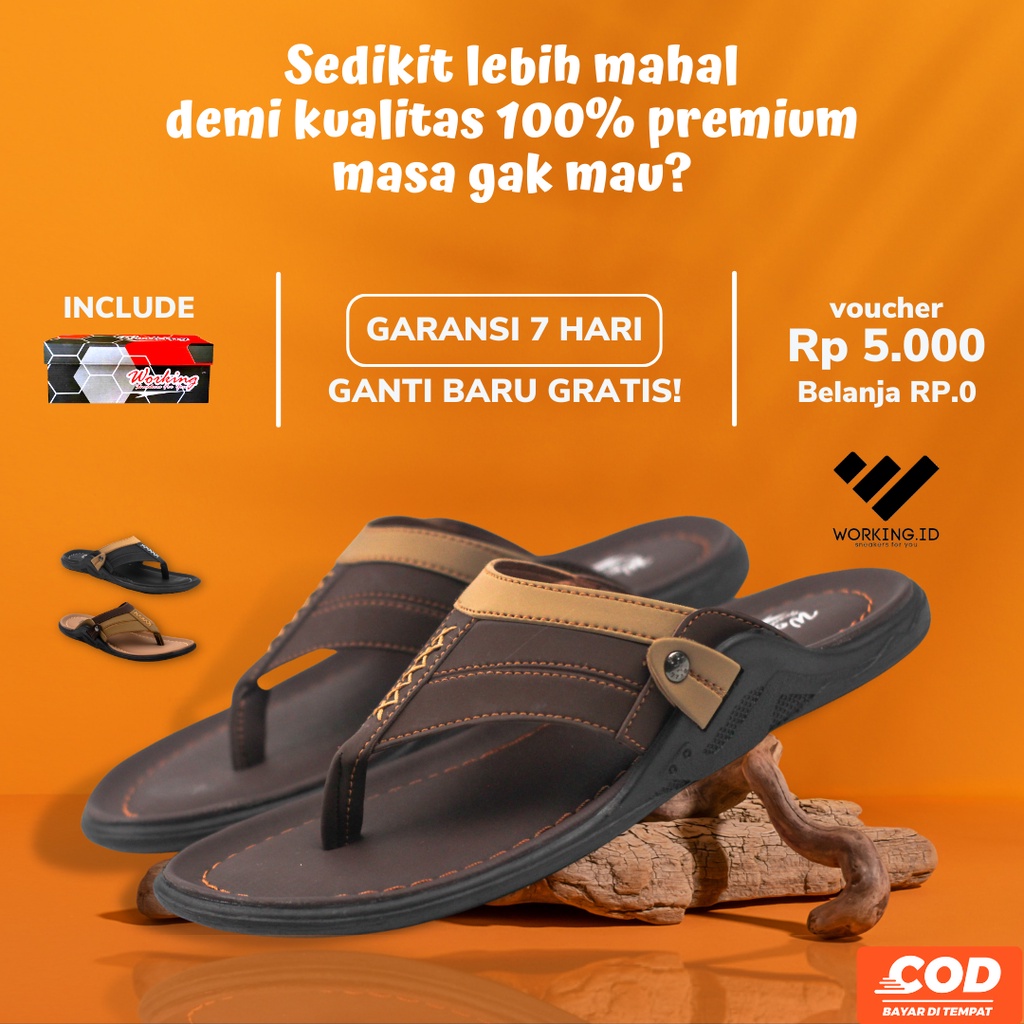 PROMO- SANDAL JEPIT CASUAL KULIT PRIA MURAH/Sendal Sndal Sedal Sebdal Semdal Saldal Sadal Kasual Cas