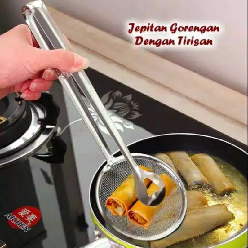 PENJEPIT GORENGAN + TIRISAN PRAKTIS 2 IN 1 PENJEPIT GORENGAN DENGAN TIRISAN