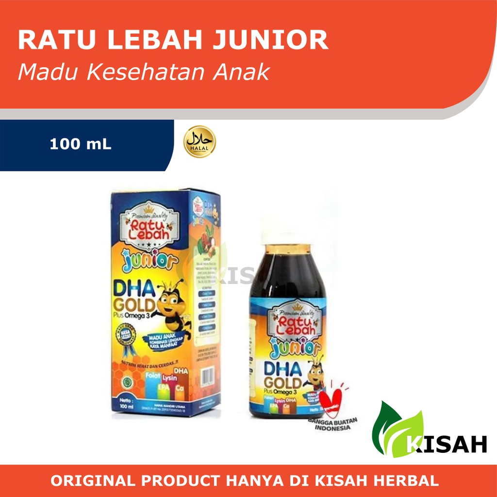 RATU LEBAH JUNIOR Madu Anak Ratu Lebah Junior DHA GOLD plus Omega 3 100 mL