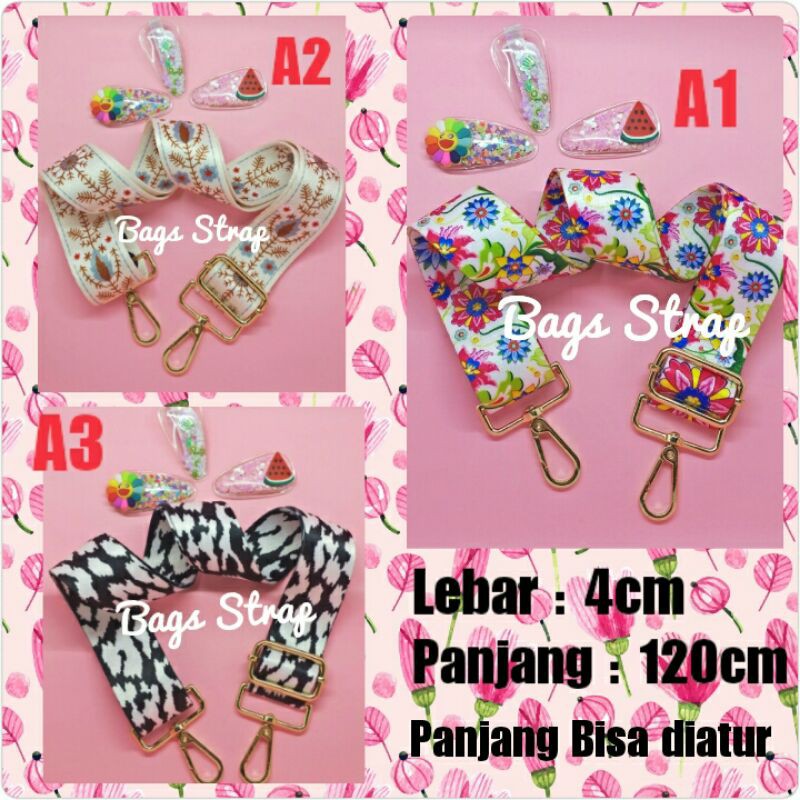 talpan import - sling bag corak - tali tas panjang motif - strap bag putih - bag strap keren